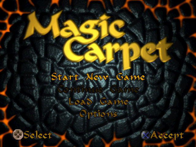 Magic Carpet title screen for Playstation